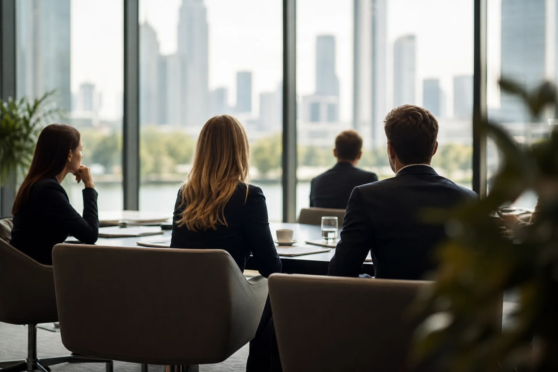 Professional concierge team in a modern office
